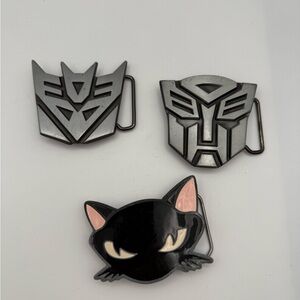 Belt Buckle Set black cat and transformers